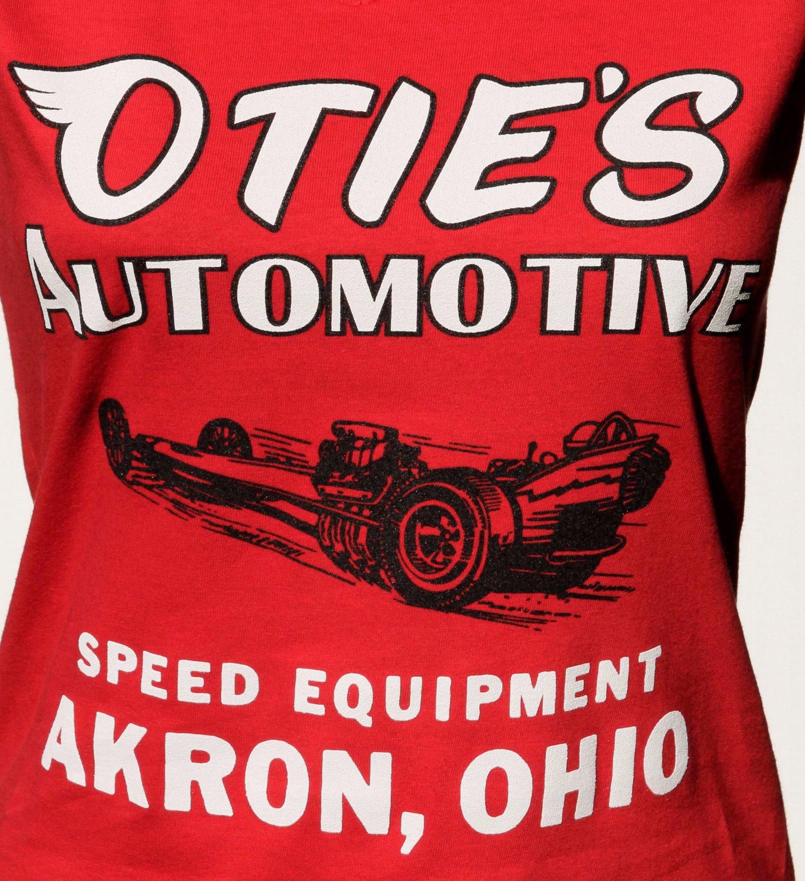 Otie's Automotive Nostalgia Drag Racing Ladies Red Dragster Tank Top