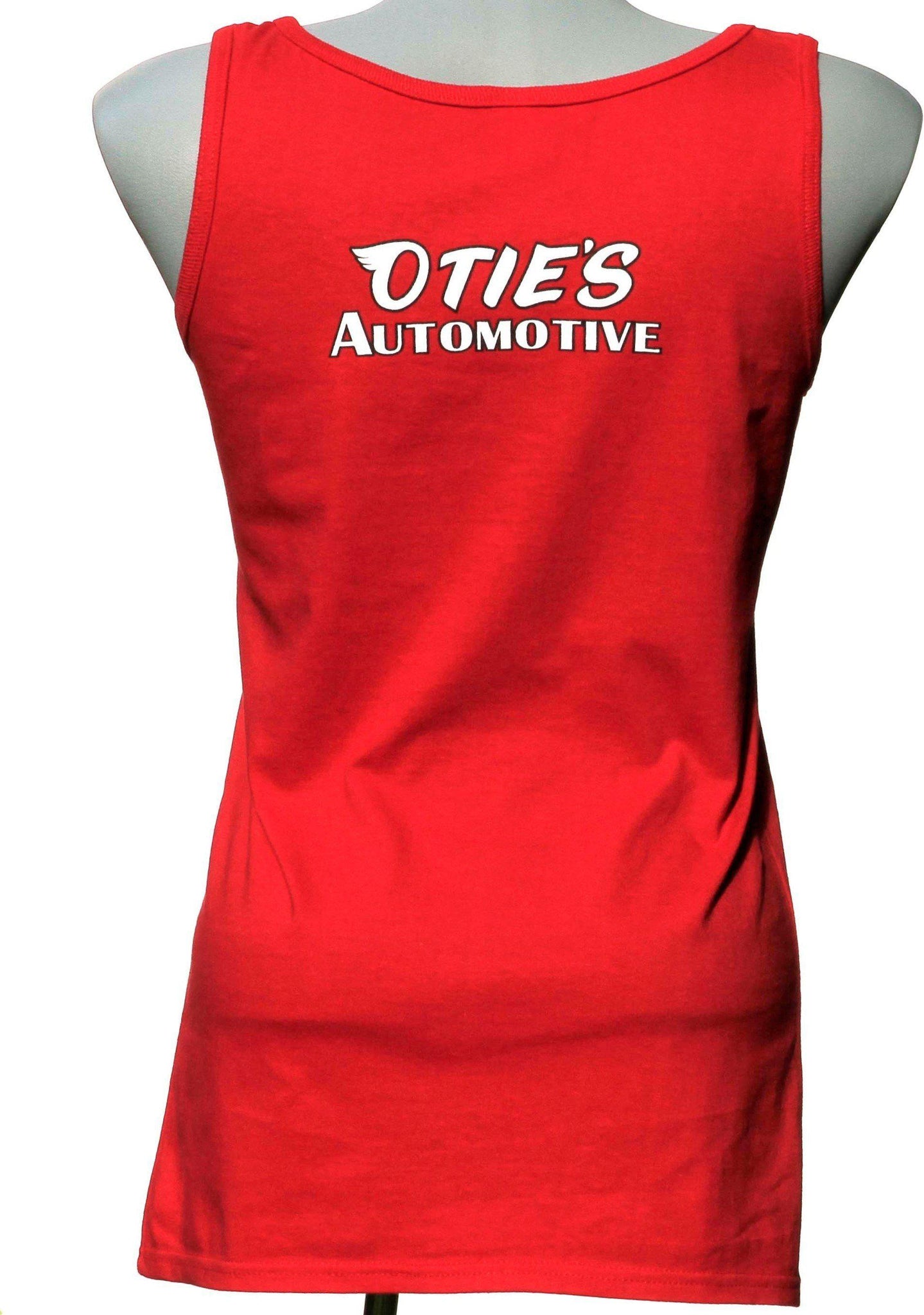 Otie's Automotive Nostalgia Drag Racing Ladies Red Dragster Tank Top